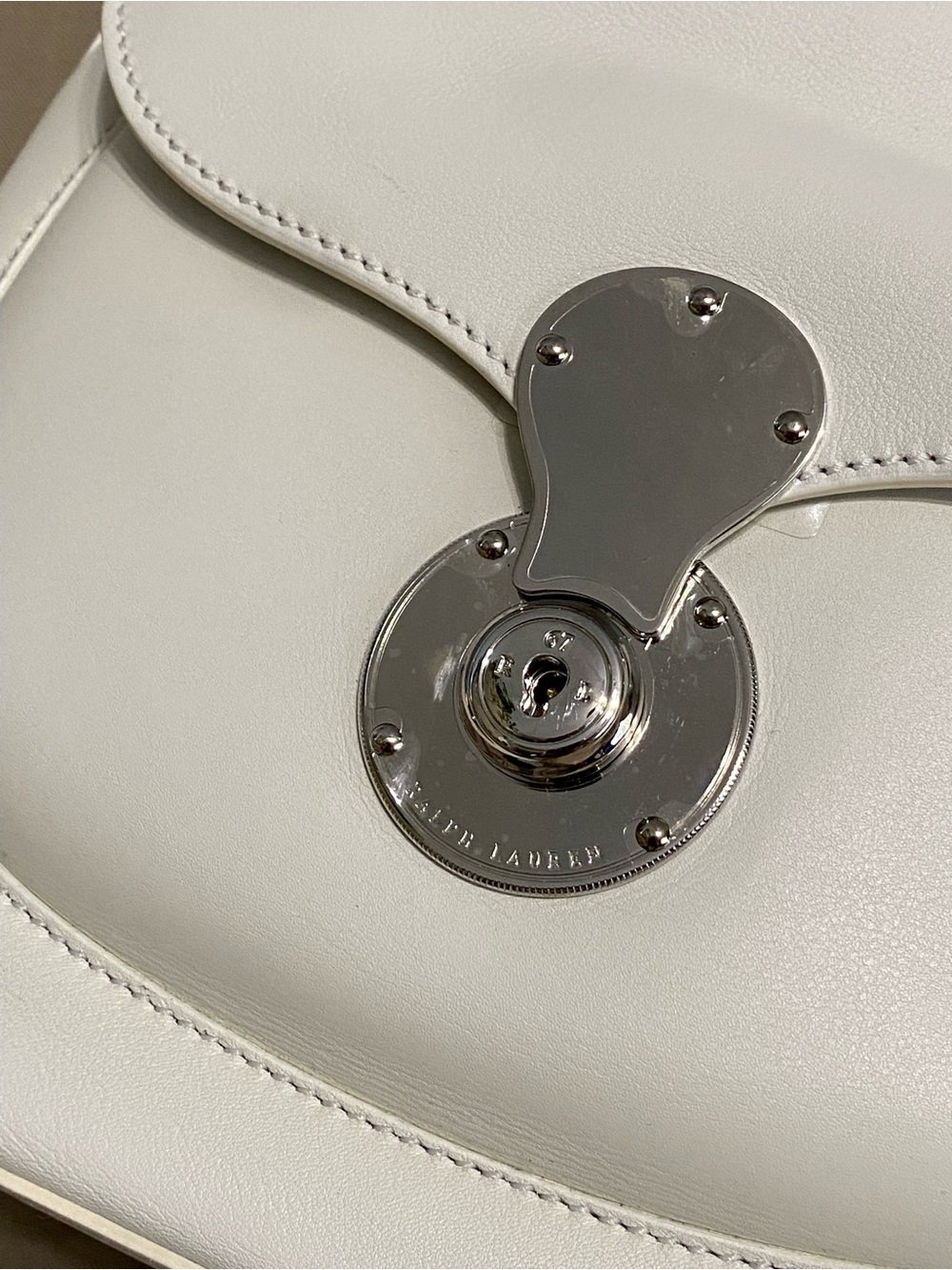 LKNW Ralph Lauren Ricky Large Drawstring Bag Leather White - Picture 6 of 14